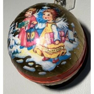 Vintage German Angel Burlap+Paper Mache' Christmas Candy Container Ornaments Lot